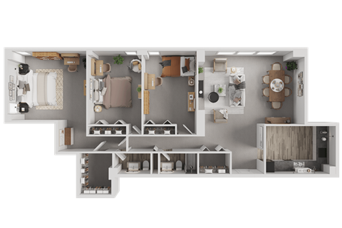 Floor plan for 3 beds, 1.5 baths, 1296 sqft